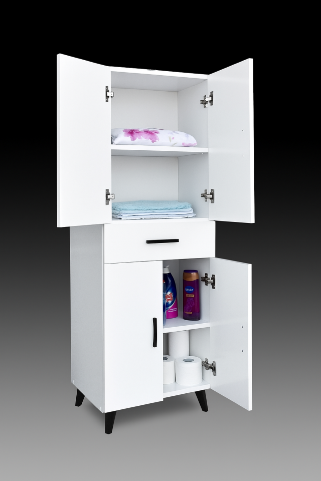 Alesta Life 4 Kapaklı Çekmeceli Çok Amaçlı Dolap | Mutfak, Banyo, Kiler Dolabı