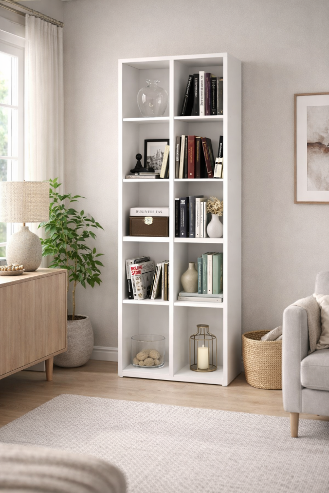 Alesta Life 10 Gözlü Kitaplık | Şık ve Dayanıklı Kitaplık Modeli ALESTA - BEYAZ