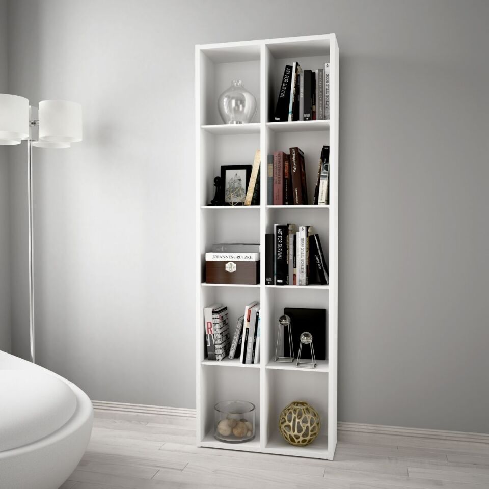 Alesta Life 10 Gözlü Kitaplık | Şık ve Dayanıklı Kitaplık Modeli ALESTA - BEYAZ