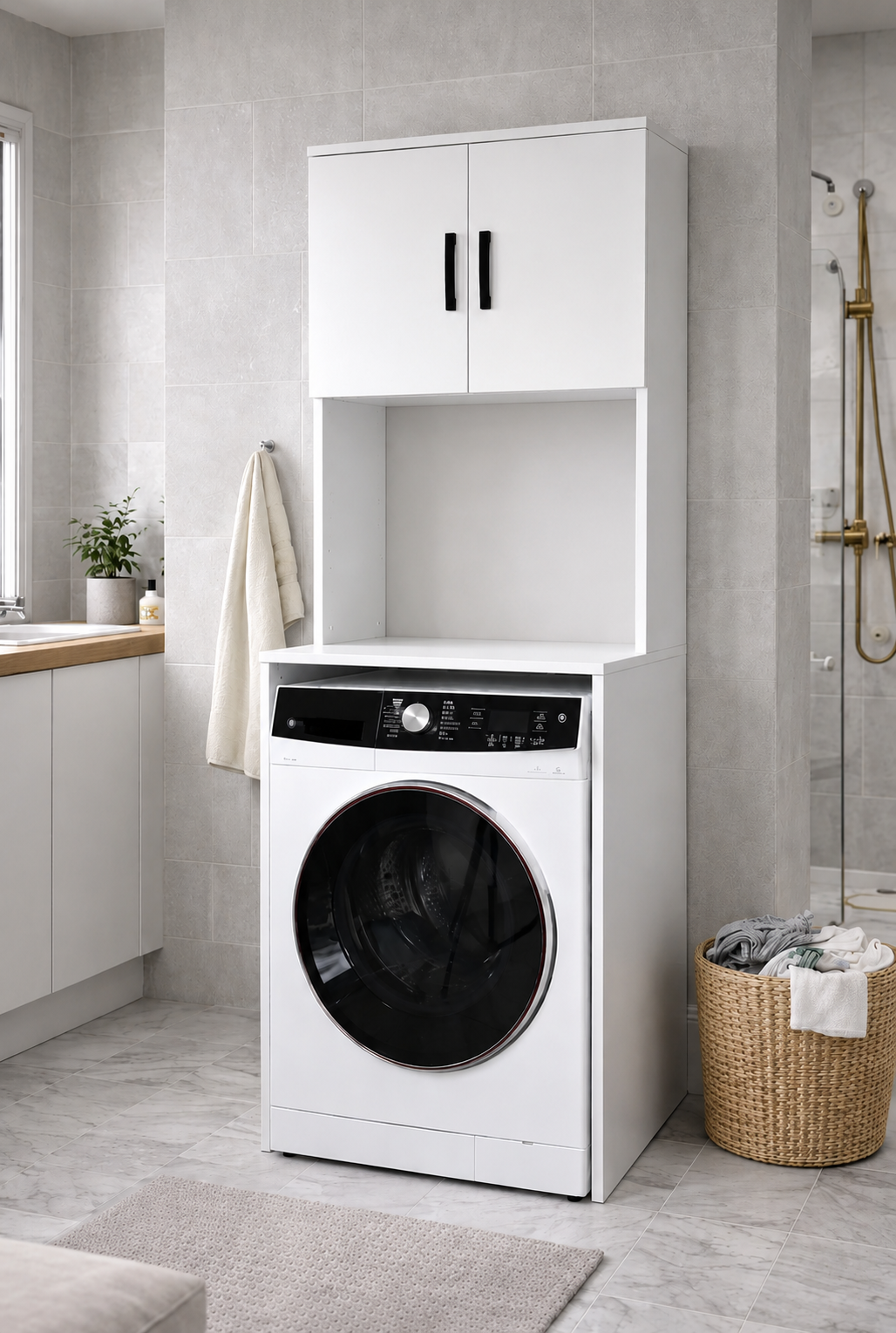 Alesta Life Çamaşır Makinesi Dolabı | Makine Üstü Düzenleyici Banyo Dolabı